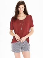 Old Navy Womens Linen Blend Boyfriend Tees Size L Tall - Maroon Your Day
