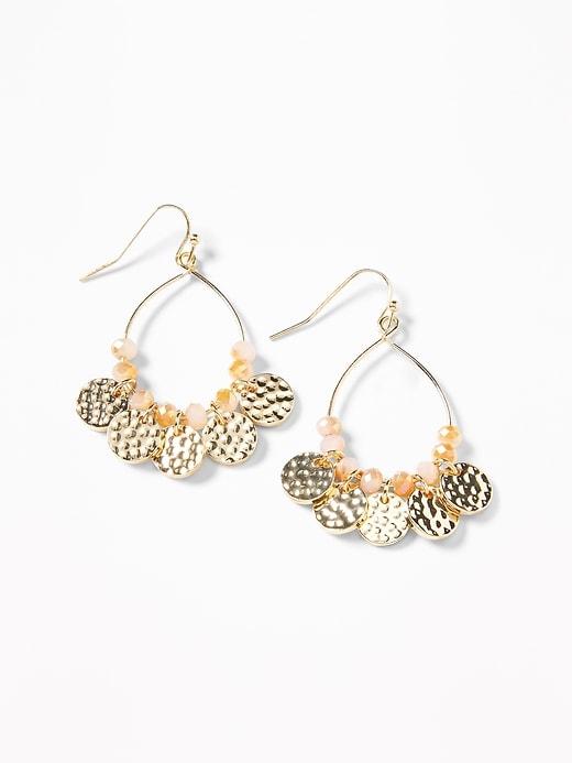 Old Navy Womens Hammered-coin Teardrop Hoop Earrings For Women Blush Size One Size
