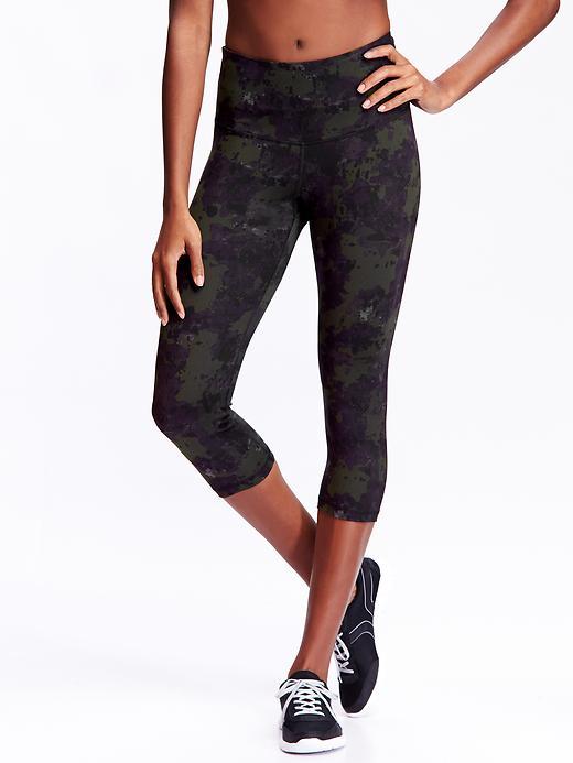 Old Navy Womens High Rise Compression Capris Size L Tall - Green Camo