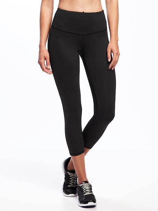 Old Navy Go Dry Cool Fitted Mesh Crops For Women - Black