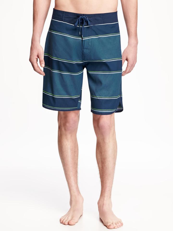 Old Navy Striped Dolphin Hem Board Shorts For Men 9 - Blue It Off