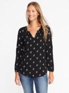 Old Navy Split Neck Floral Print Blouse For Women - Black Print