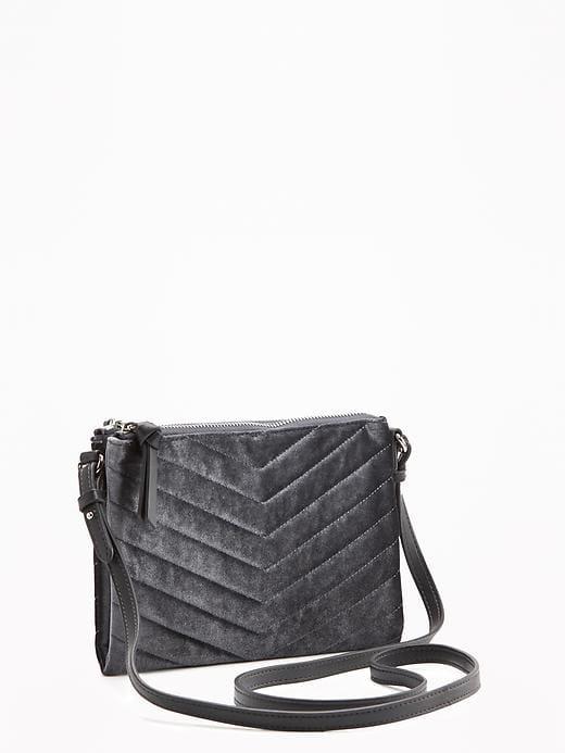 Old Navy Double Zip Crossbody Bag For Women - Grey