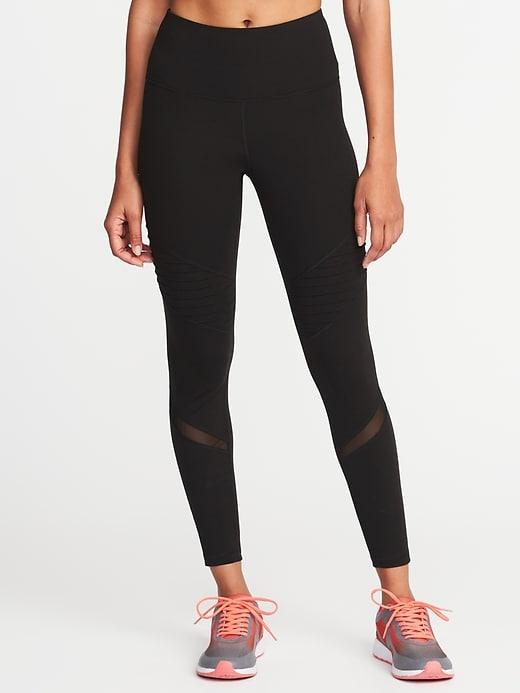 Old Navy Womens High-rise 7/8-length Moto Compression Leggings For Women Black Size S