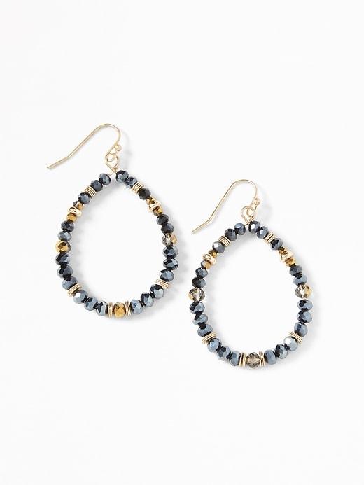 Ombr-beaded Hoop Earrings For Women