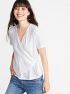 Old Navy Womens Textured Wrap-front Tie-hem Top For Women Calla Lilies Size M