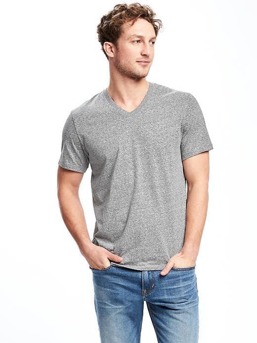 Old Navy Soft Washed V Neck Tee For Men - Heather Grey