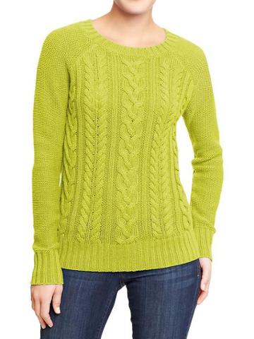 Old Navy Old Navy Womens Cable Knit Crew Sweaters - End Of The Lime