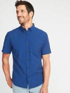 Old Navy Mens Slim-fit Built-in Flex Everyday Textured Shirt For Men Lost At Sea Navy Size Xs