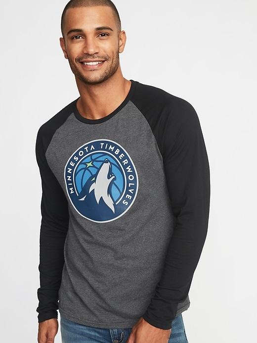 Old Navy Mens Nba Team-graphic Raglan-sleeve Tee For Men Minnesota Timberwolves Size Xl