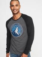 Old Navy Mens Nba Team-graphic Raglan-sleeve Tee For Men Minnesota Timberwolves Size Xl