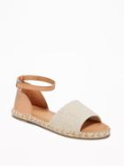 Old Navy Womens Canvas/faux-leather Espadrille Sandals For Women Natural Beige Size 9