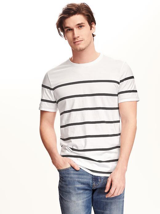 Old Navy Classic Striped Crew Neck Tee For Men - Black/white Stripe