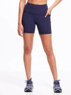 Old Navy Go Dry High Rise Side Pocket Compression Shorts For Women - Lost At Sea Navy
