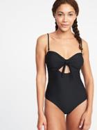Old Navy Womens Knot-front Swimsuit For Women Ebony Size S