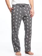 Old Navy Flannel Patterned Sleep Pants For Men - Grey Bulldogs
