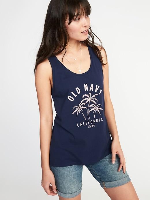 Old Navy Womens Everywear Logo-graphic Scoop-neck Tank For Women Organic Beach Size S