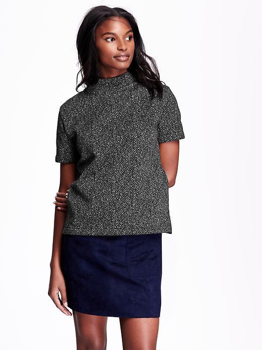 Old Navy Womens Herringbone Mock Neck Top Size L - Blackjack