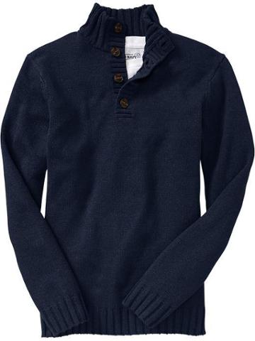Old Navy Old Navy Mens Button Front Mock Turtleneck Sweaters - Ink Blue Heather