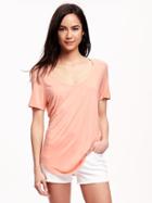 Old Navy Relaxed Curve Hem Tee For Women - Grapefruit Mimosa