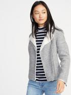 Old Navy Womens Sherpa-lined Moto Jacket For Women Light Heather Gray Size Xs