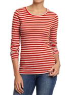 Old Navy Womens Long Sleeved Crew Neck Tees - Red Stripe