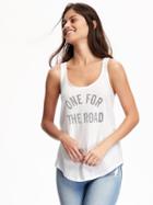 Old Navy Relaxed Graphic Racerback Tank For Women - Bright White