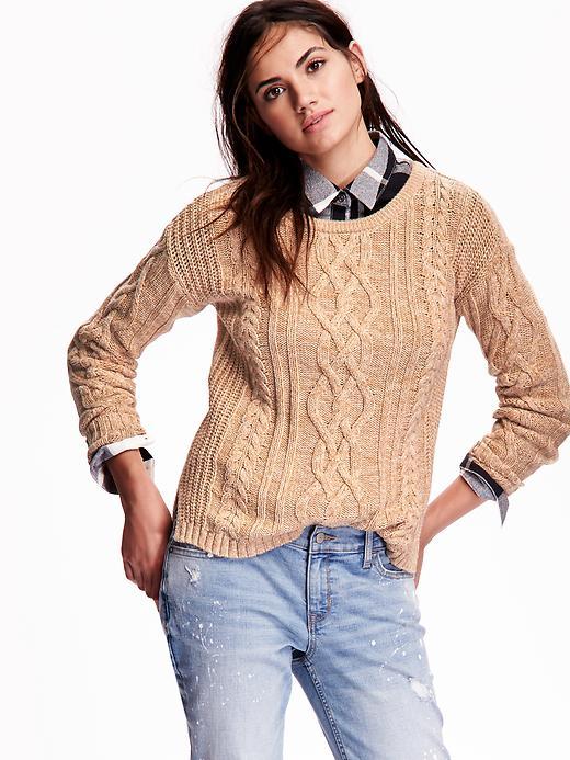 Old Navy Womens Cable Knit Sweater Size L Tall - Sand Dune