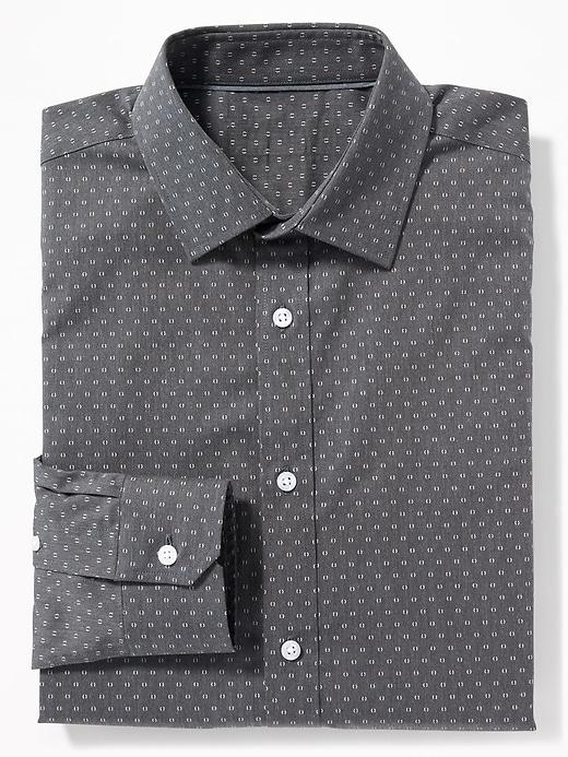 Old Navy Mens Slim-fit Built-in Flex Signature Non-iron Shirt For Men Gray Print Size S
