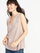 Old Navy Womens Relaxed Sleeveless Tassel-tie Top For Women Mauve Over Size L