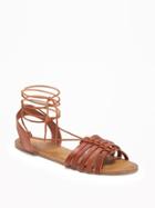 Old Navy Lace Up Huarache Sandals For Women - New Cognac