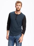 Old Navy Color Block Henley Tee For Men - Ink Blue