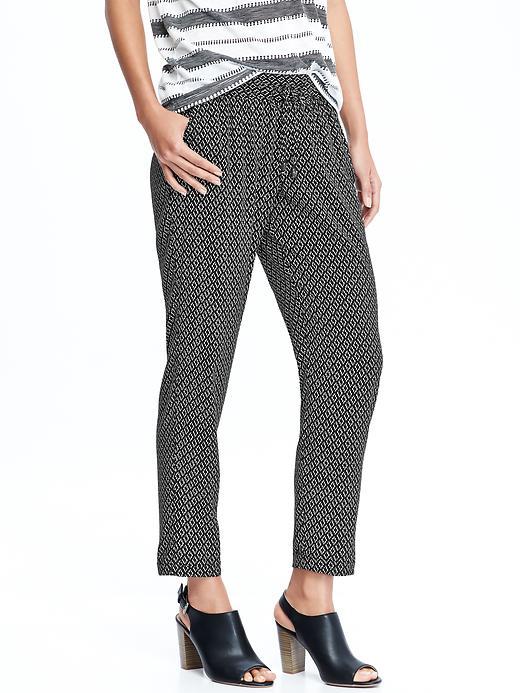 Old Navy Womens Patterned Soft Pants Size L Tall - On New Black Print