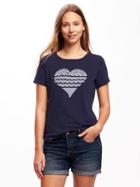 Old Navy Relaxed Graphic Crew Neck Tee For Women - Navy Blue