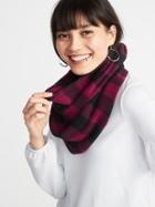 Old Navy Womens Patterned Performance Fleece Infinity Scarf For Women Maroon Plaid Size One Size