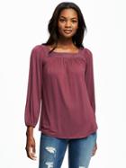 Old Navy Crochet Trim Peasant Top For Women - Marion Berry