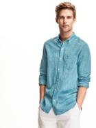 Old Navy Slim Fit Linen Blend Shirt For Men - Engage Mint
