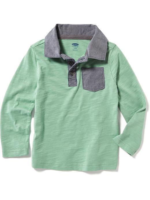 Old Navy Long Sleeve Pocket Polo - Jade In The Shade