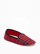 Old Navy Patterned Smoking Slippers For Women - Red Plaid
