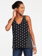 Old Navy Relaxed Bow Back Top For Women - Black Print