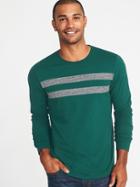 Old Navy Mens Pieced Chest-stripe Crew-neck Tee For Men Botanical Green Size Xs