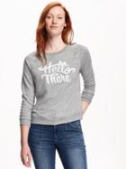 Old Navy Relaxed Graphic Fleece Sweatshirt For Women - Heather Grey