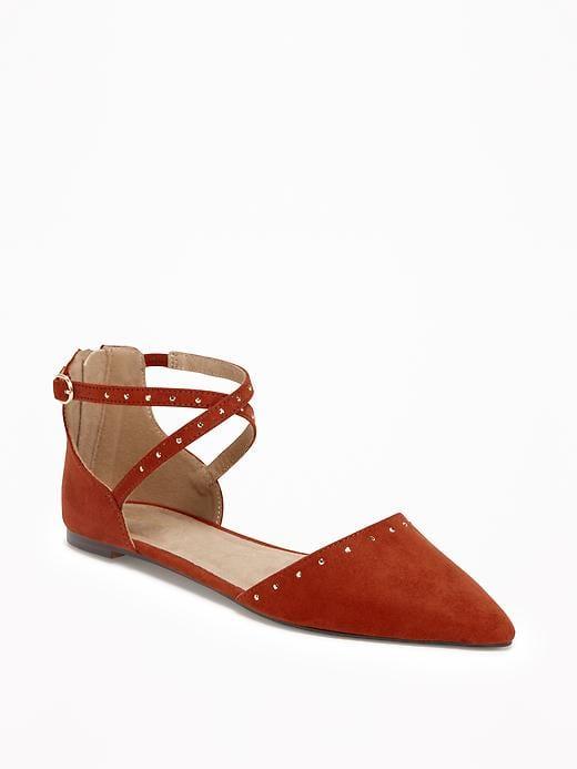 Old Navy Sueded Strappy Dorsay Flats For Women - Hungarian Paprika