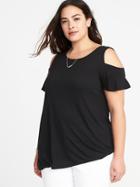 Old Navy Womens Plus-size Cold-shoulder Top Black Size 4x