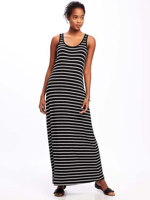 Old Navy Jersey Maxi Tank Dress For Women - O.n. New Black Stripe