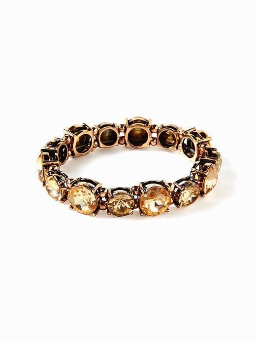 Old Navy Crystal Stone Stretch Bracelet For Women - Mustard