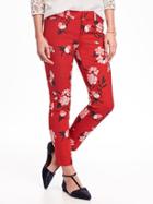 Old Navy Pixie Mid Rise Ankle Pants For Women - Red Floral