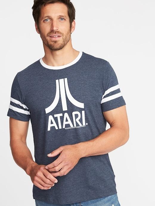 Old Navy Mens Atari Retro Ringer Tee For Men Ink Blue Size Xl