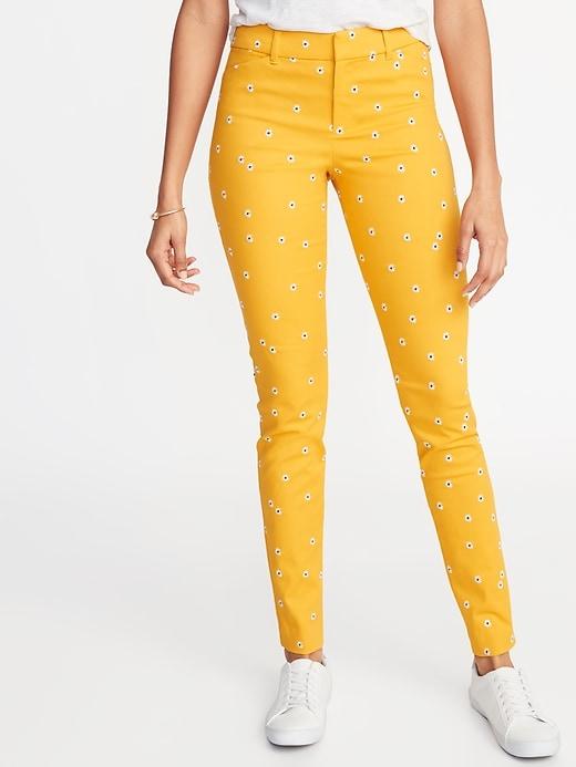 Mid-rise Daisy-print Pixie Full-length Pants For Women