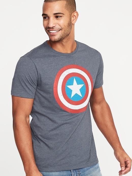 Old Navy Mens Marvel Captain America Graphic Tee For Men Navy Heather Size Xxxl
